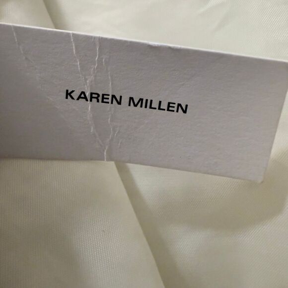 Karen Millen Metallic Tweed Peplum Hem Short Dress Ivory Size 10 - Picture 9 of 10